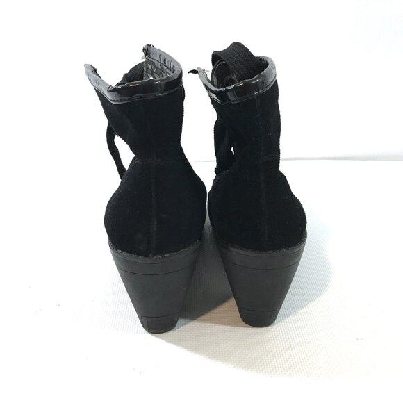 Black Lace Up Ankle Boots Women 8.5 Suede Chunky Heel, R2 by Report - Picture 4 of 9